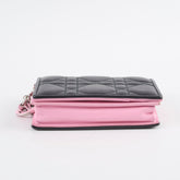 Christian Dior Lambskin Cannage Bi-Colour Flap Card Holder Black/Pink